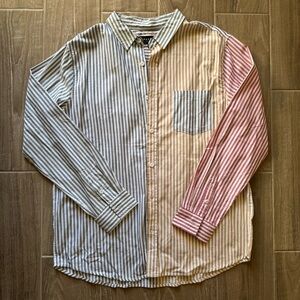 NWT PACSUN multi color pinstripe button down
